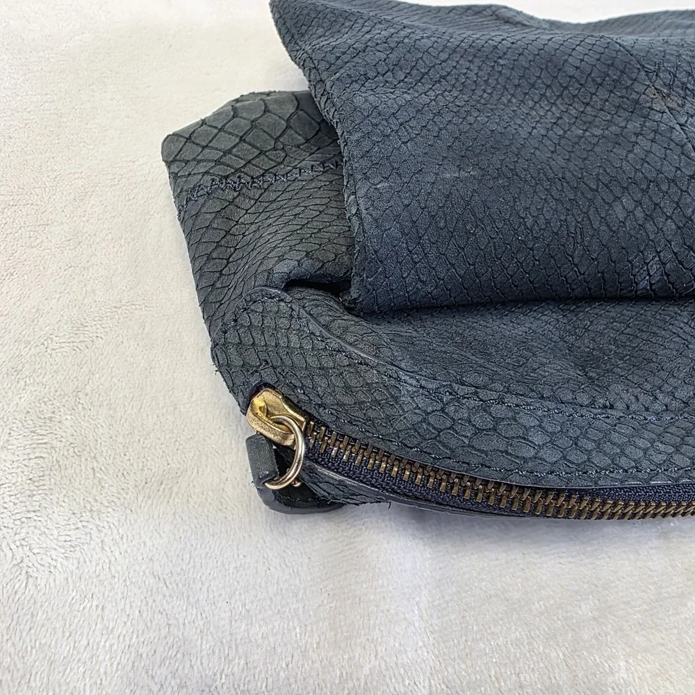 Tre Vero Python Purse Womens Handbag Midnight Blue Suede Accent Wrap Cord Clutch
